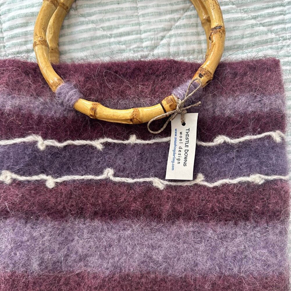 NWT Handmade Bag with Bamboo Handle